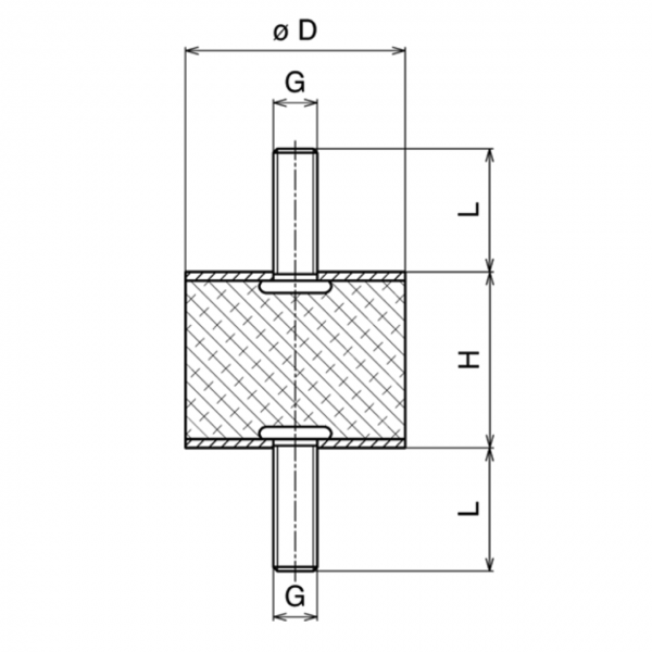 Gummi-Metall-Puffer Typ A 25x15mm / M6x18 AG