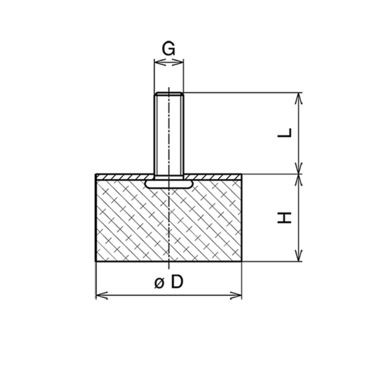 Gummipuffer 20x15mm – Innengewinde/Außengewinde M6