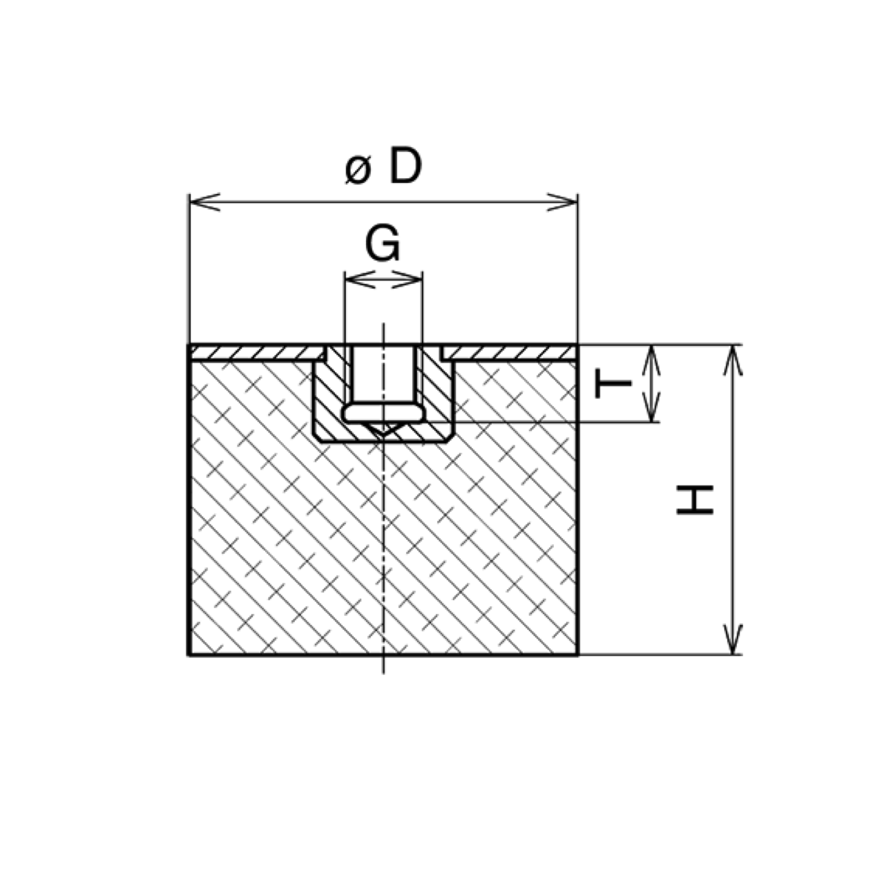 Gummipuffer Typ E Ø25x15 M6 x 6 NK 55° Shore Stahl verzinkt